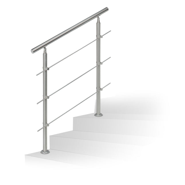 Stainless steel stair railings 1.0m / 2 posts / 3 crossbars