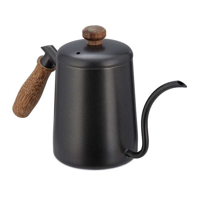 Stainless steel teapot with wooden handle
