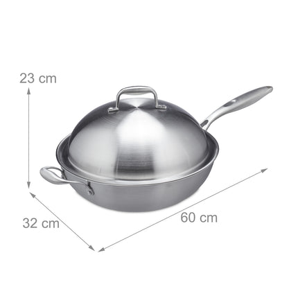 Stainless steel wok with lid