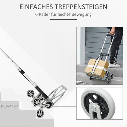 Folding aluminum stair climber with 6 wheels, 70 kg capacity