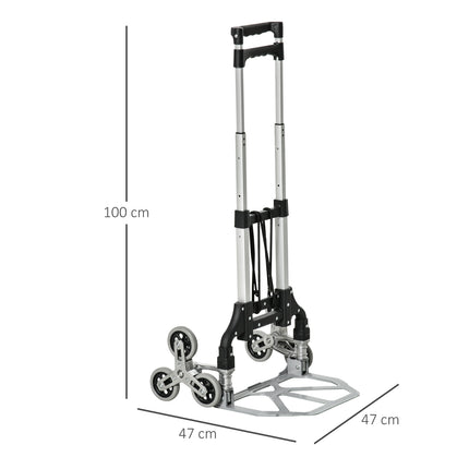 Folding aluminum stair climber with 6 wheels, 70 kg capacity