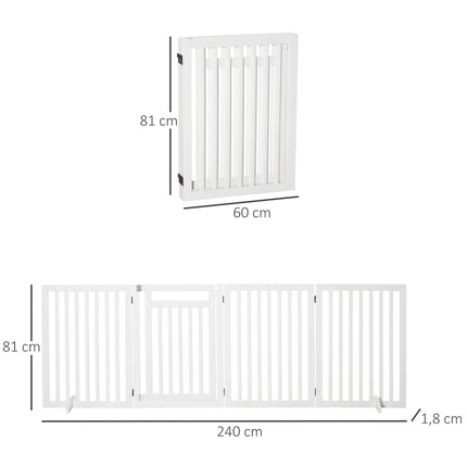 Folding stair gate, Drill-free, White, 81cm, Freestanding