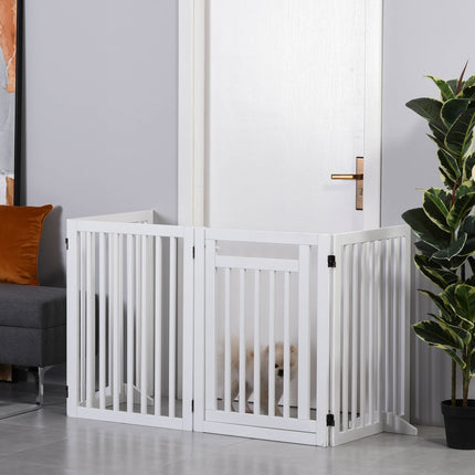 Folding stair gate, Drill-free, White, 81cm, Freestanding