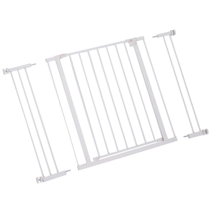 Adjustable metal stair gate - Drill-free, 76-107 cm, White
