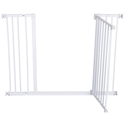 Adjustable metal stair gate - Drill-free, 76-107 cm, White