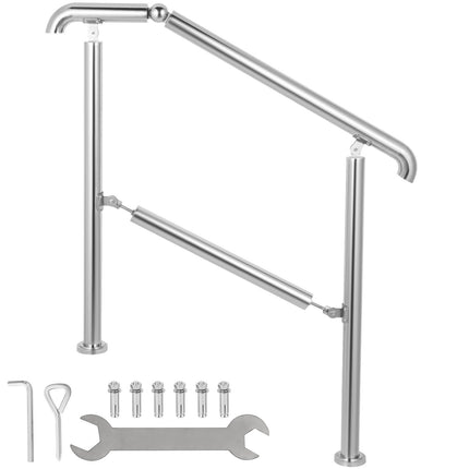 Stair Handrail, 304 Stainless, Adjustable 2-3 Steps