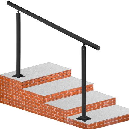 Stair Handrail 60 In, Adjustable Angle, Black Aluminum
