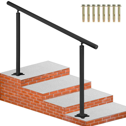 Stair Handrail 60 In, Adjustable Angle, Black Aluminum
