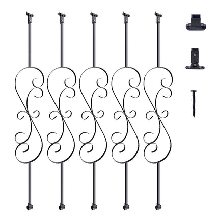 Staircase Metal Balusters, 44 in x 1/2 in, 5-Pack S-Shape