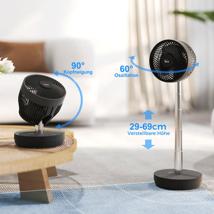 USB rechargeable stand fan with remote control and 10 speeds