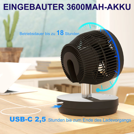 USB rechargeable stand fan with remote control and 10 speeds