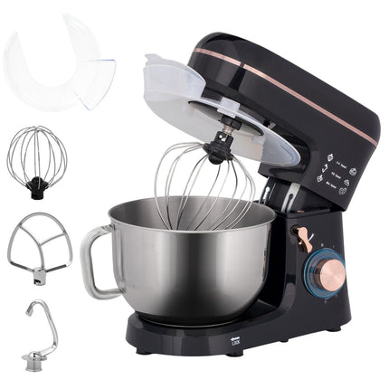 Stand Mixer, 6 Speeds, 5.5L Stainless Bowl, Black