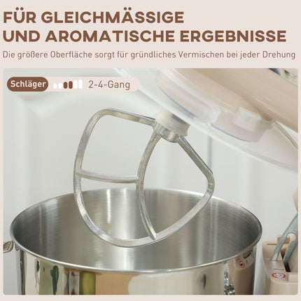 Stand Mixer with 4.5L Stainless Steel Bowl, 1300W, Beige