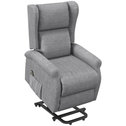 Electric recliner with standing aid, gray linen