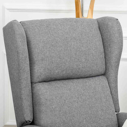 Electric recliner with standing aid, gray linen