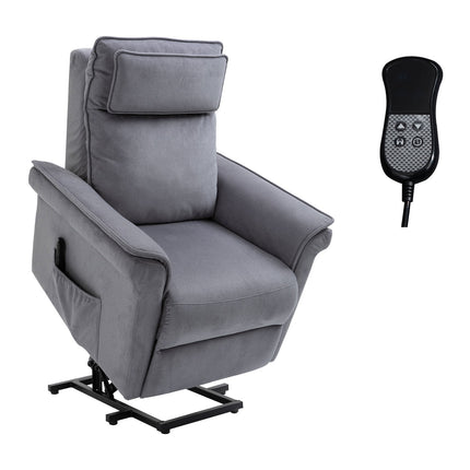 Electric recliner with standing aid, gray linen