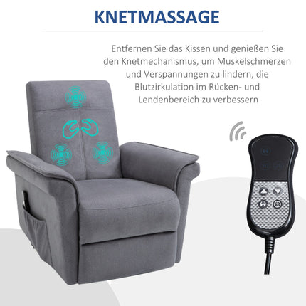 Electric recliner with standing aid, gray linen