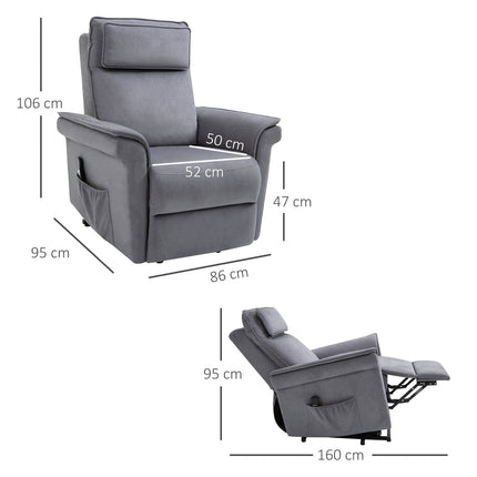 Electric recliner with standing aid, gray linen