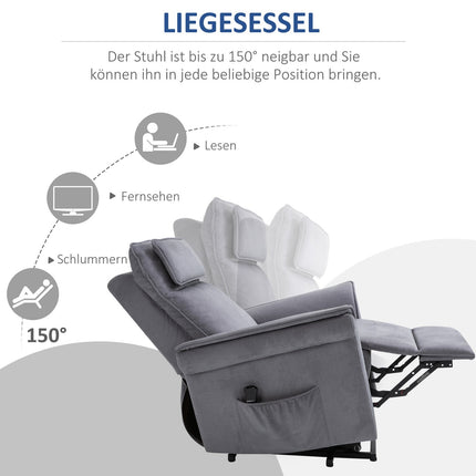Electric recliner with standing aid, gray linen