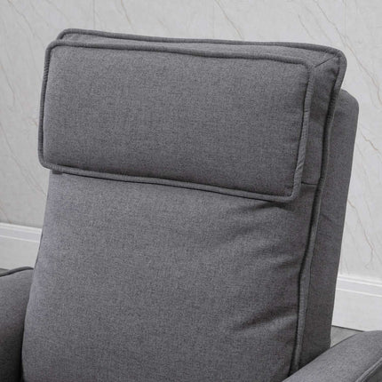 Electric recliner with standing aid, gray linen