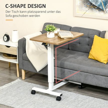 Height-adjustable standing desk, wheels, C-shape, 70-110 cm