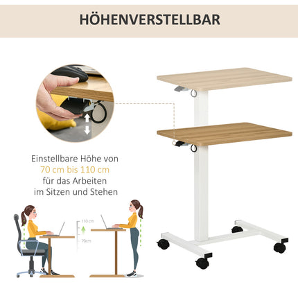 Height-adjustable standing desk, wheels, C-shape, 70-110 cm