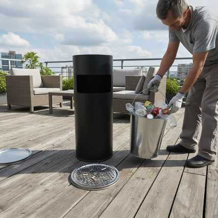 Standing Ashtray with 17L Bin – Removable Insert