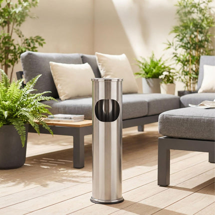 Standing Ashtray with 8L Bin – Stainless Steel