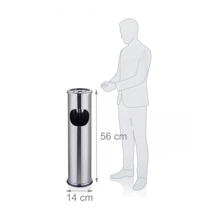 Standing Ashtray with 8L Bin – Stainless Steel