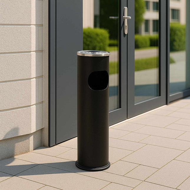 Staande asbak met afvalbak, 56 cm, zwart