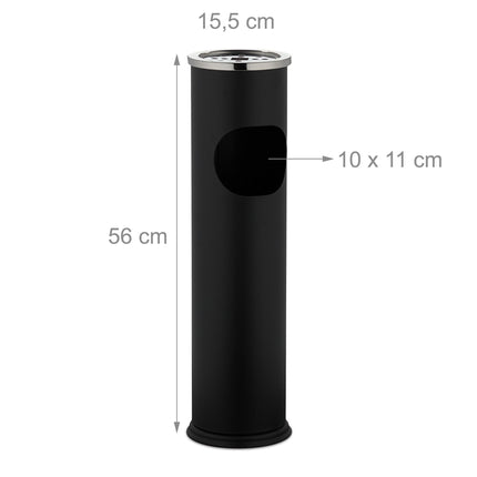 Standing Ashtray with Waste Bin, 56 cm, Black