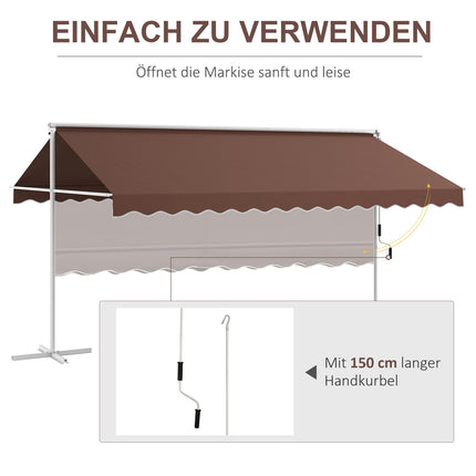 Standing patio awning 4.5x3.4m, Hand crank, Sun protection