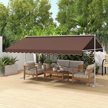 Standing patio awning 4.5x3.4m, Hand crank, Sun protection