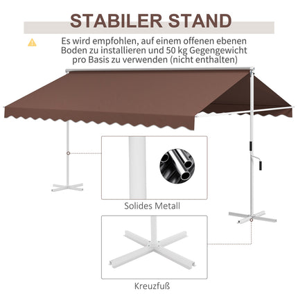 Standing patio awning 4.5x3.4m, Hand crank, Sun protection