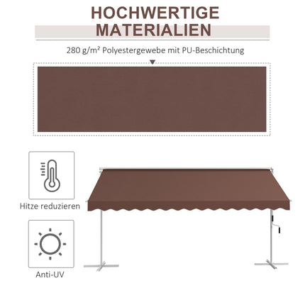 Standing patio awning 4.5x3.4m, Hand crank, Sun protection