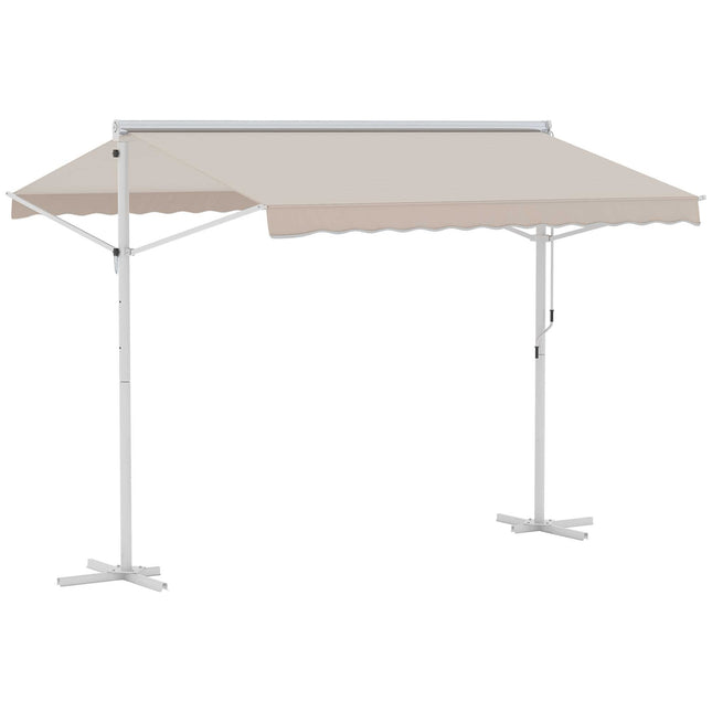 Beige Patio Awning With Folding Arm 3x3M