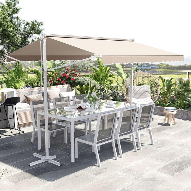 Beige Patio Awning With Folding Arm 3x3M