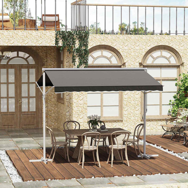 Gray patio awning with folding arm, 3x3M - Garden screen
