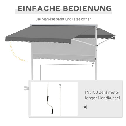 Gray patio awning with folding arm, 3x3M - Garden screen