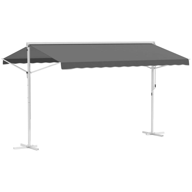 Gray folding patio awning, 4x3M - Standing Design