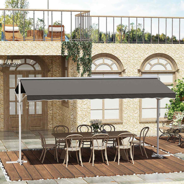 Patio Garden awning with folding arm, 4.5x3.4M, Grey