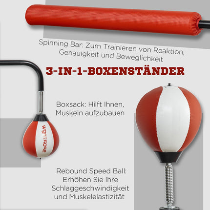 Freestanding punching bag, adjustable height, reflex balls for adults