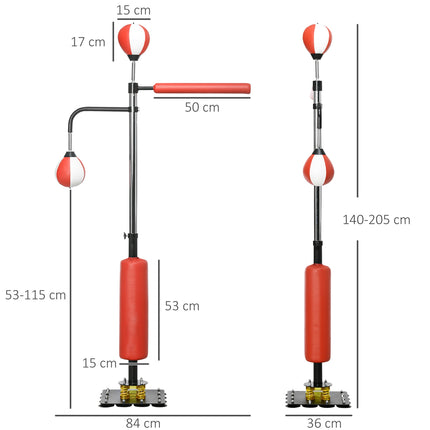 Freestanding punching bag, adjustable height, reflex balls for adults