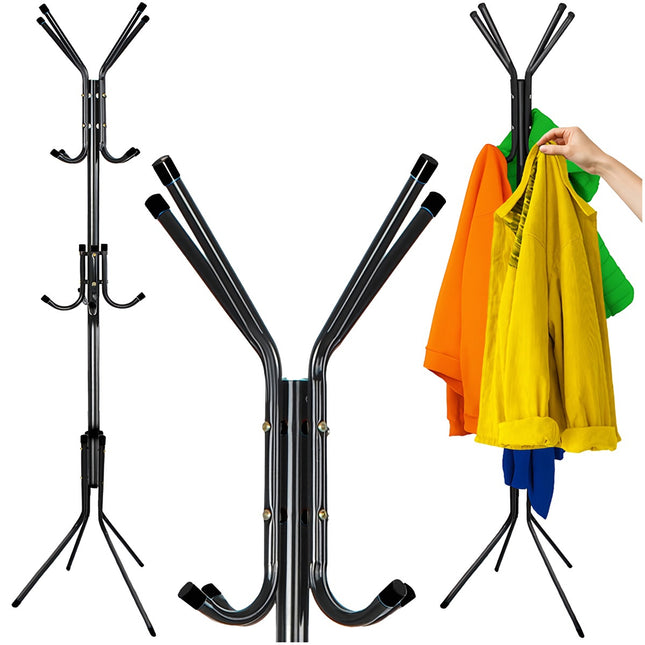 Standing Clothes Rack, Black Metal, 170cm, 3 Levels