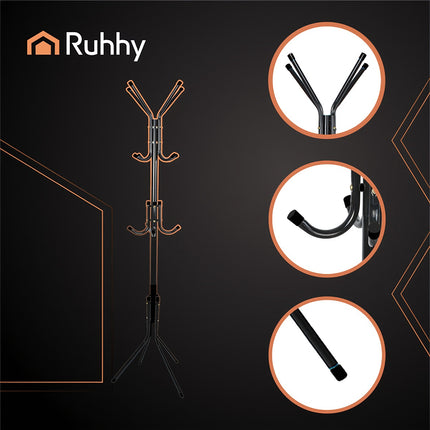 Standing Clothes Rack, Black Metal, 170cm, 3 Levels