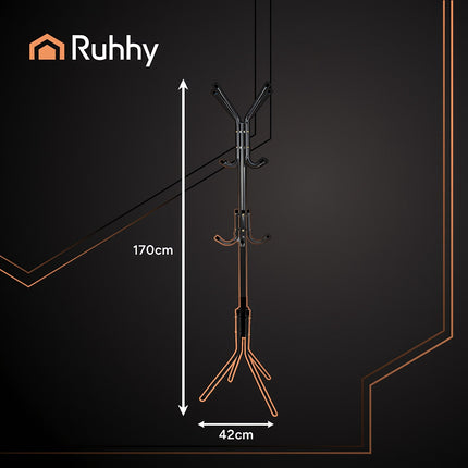 Standing Clothes Rack, Black Metal, 170cm, 3 Levels