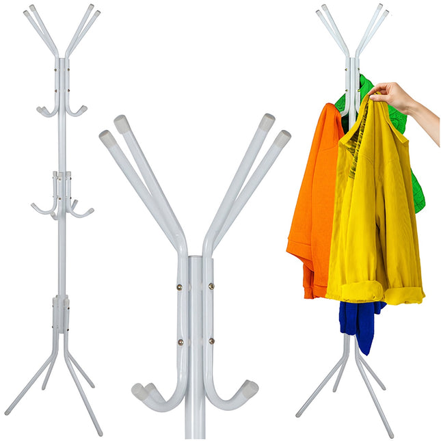 Standing Clothes Rack, White Metal, 170cm, 3 Levels