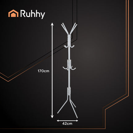 Standing Clothes Rack, White Metal, 170cm, 3 Levels