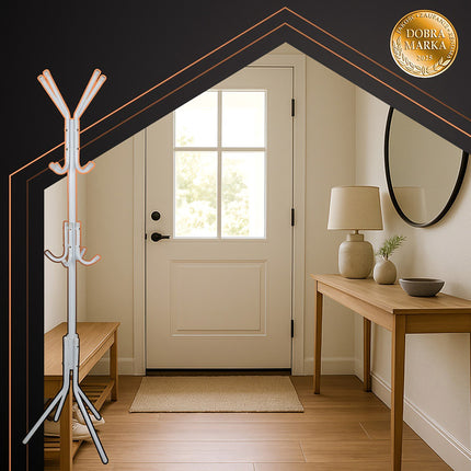 Standing Clothes Rack, White Metal, 170cm, 3 Levels