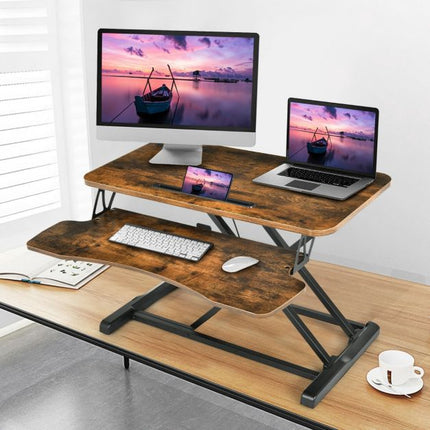 Standing Desk Converter, Gas Spring, Keyboard Tray, Tablet Holder